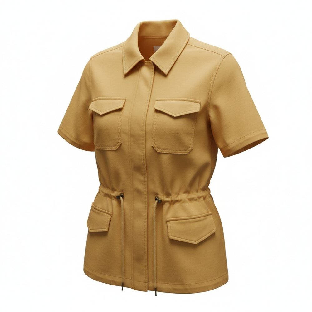 Liverpool Los Angeles Cargo Utility Jacket Mustard Drawstring Waist Size XS
